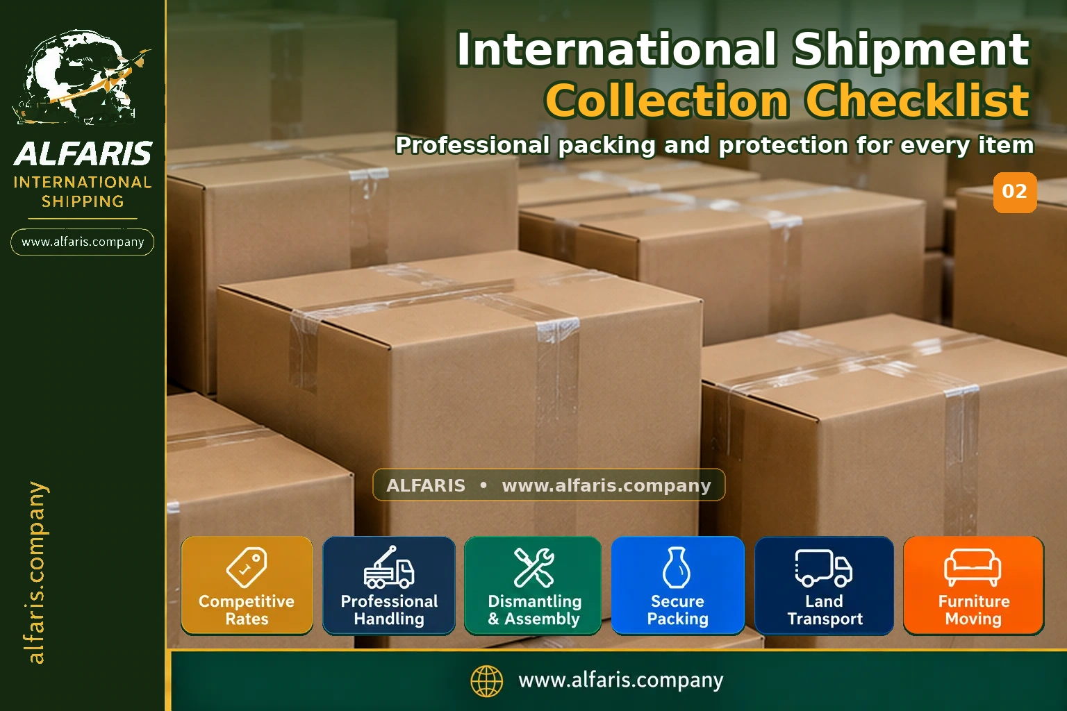 international shipment checklist — Preparation and packing