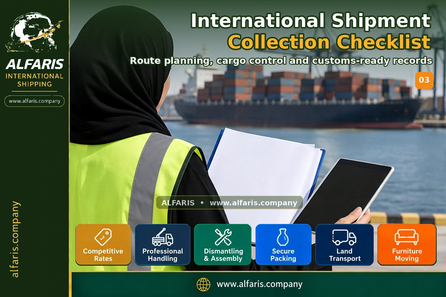 international shipment checklist — Inspection and records