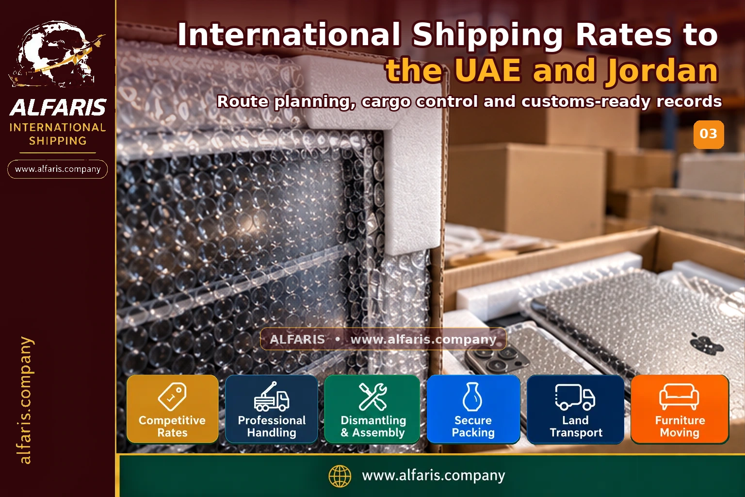 Furniture packaging for shipping to the UAE and Jordan