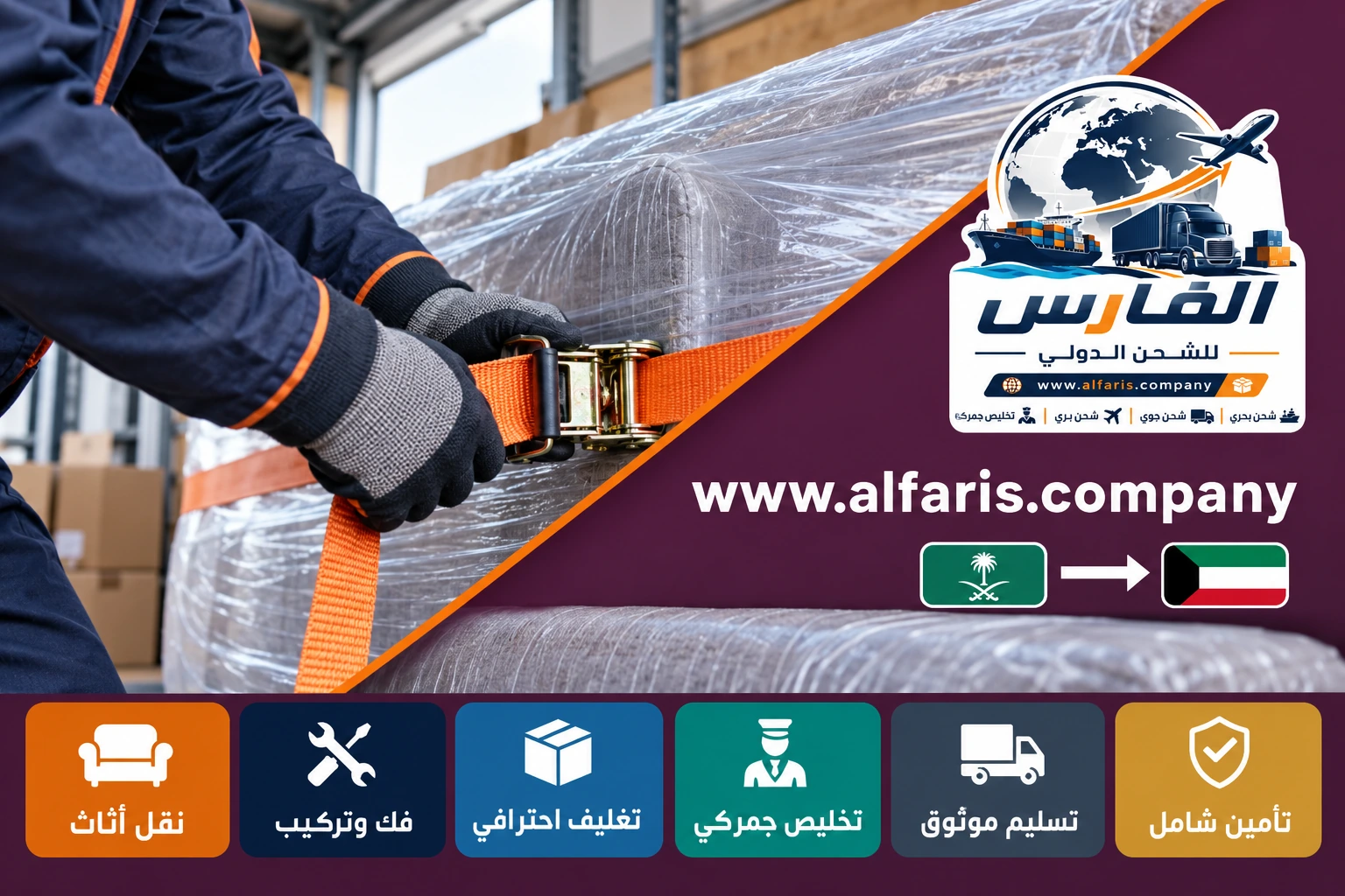 تغليف الأثاث للشحن من جدة إلى الكويت