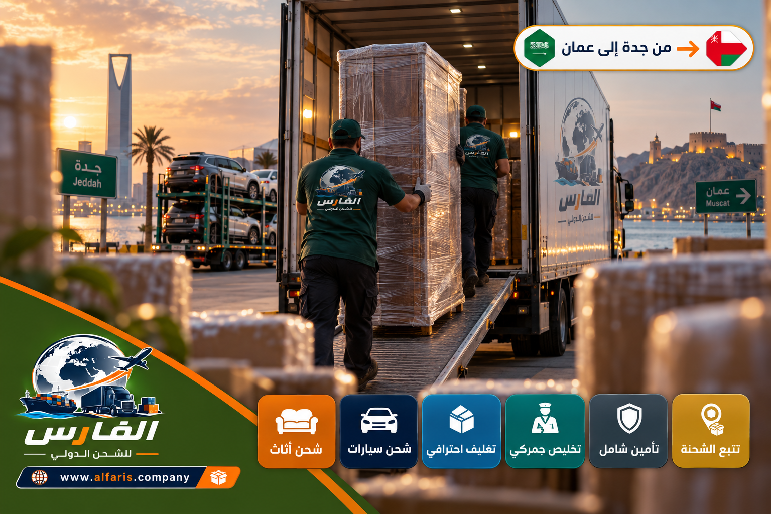 تسليم الشحنة في عمان بعد الشحن من جدة