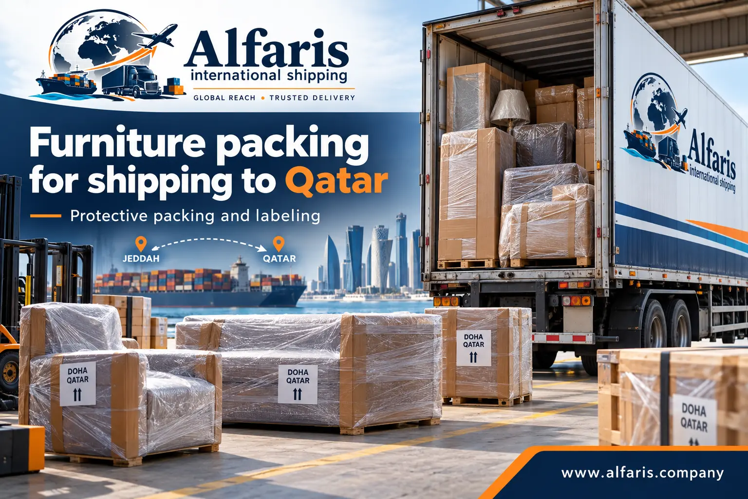Furniture packaging for shipping to Qatar Furniture packaging for shipping to Qatar