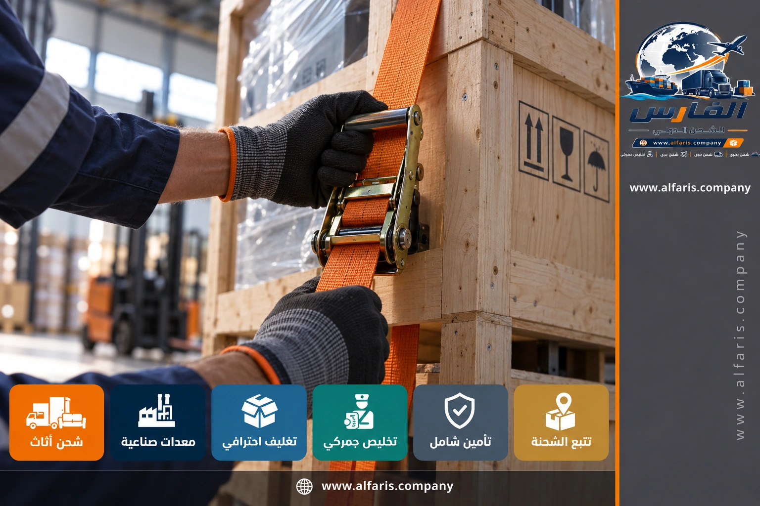 تحزيم معدات صناعية للشحن من الأحساء