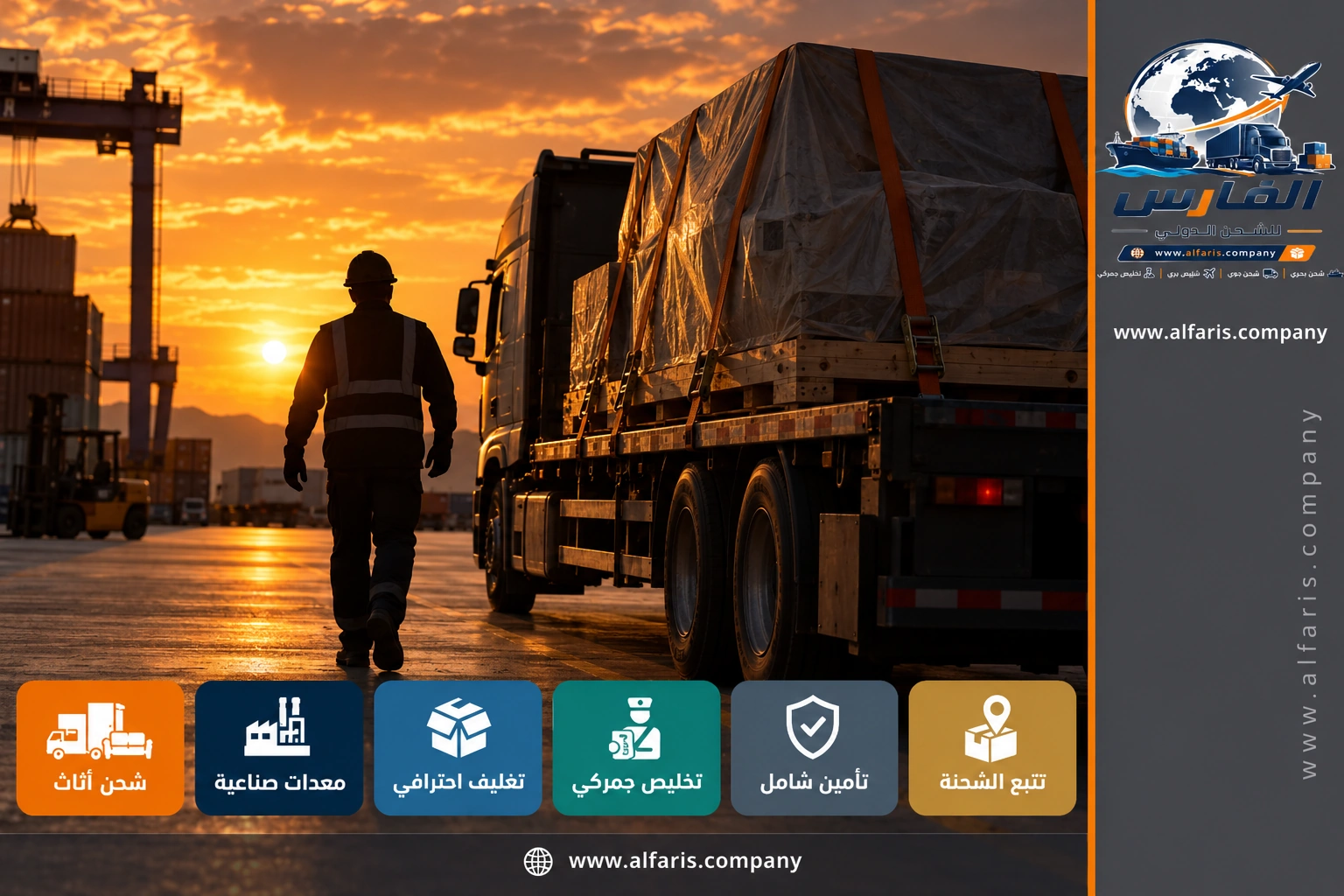 شحنة معدات صناعية في طريقها من الأحساء إلى الأردن