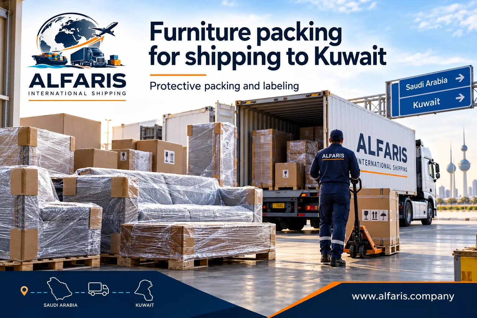 Furniture packaging for shipping to Kuwait