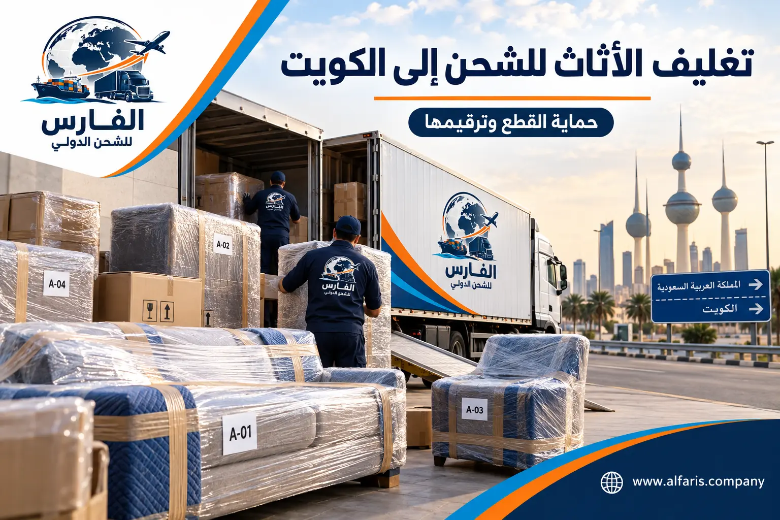 تغليف الأثاث للشحن إلى الكويت