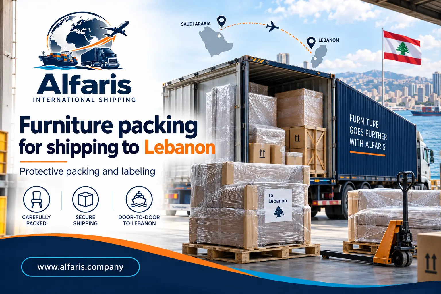 Furniture packaging for shipping to Lebanon