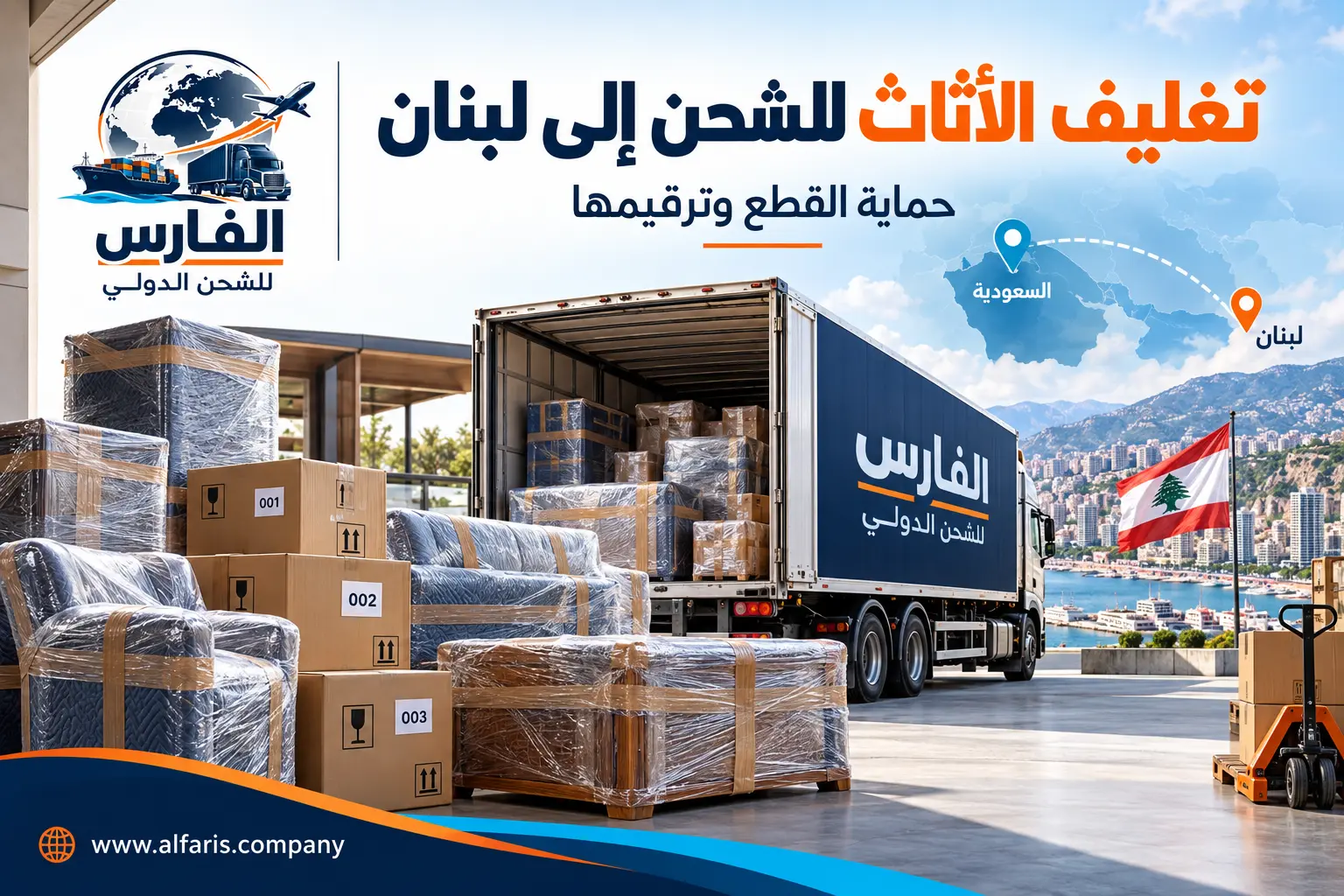 تغليف الأثاث للشحن إلى لبنان