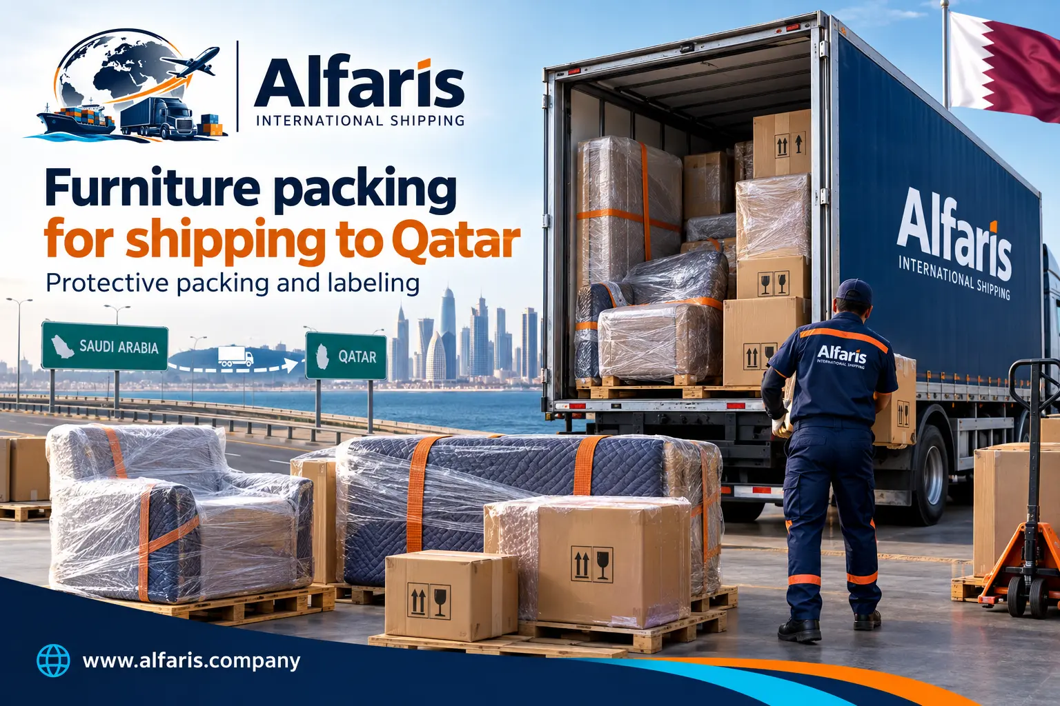 Furniture packaging for shipping to Qatar