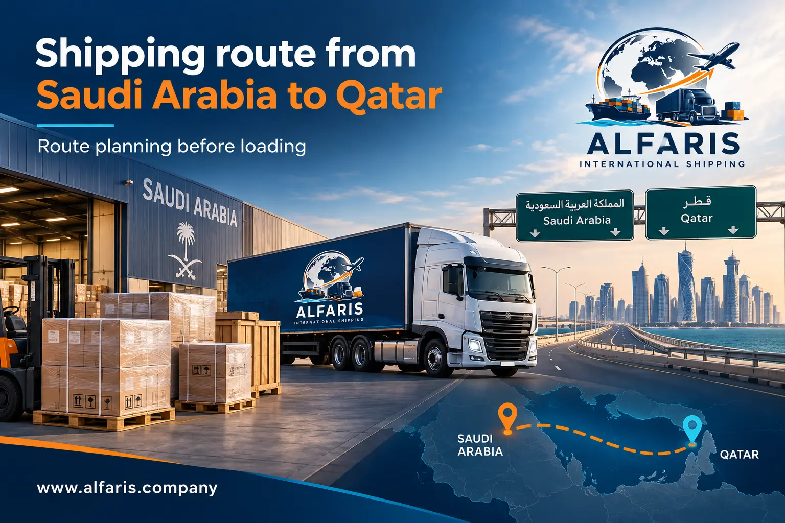 The shipping route from Saudi Arabia to Qatar via Salwa and Abu Samra