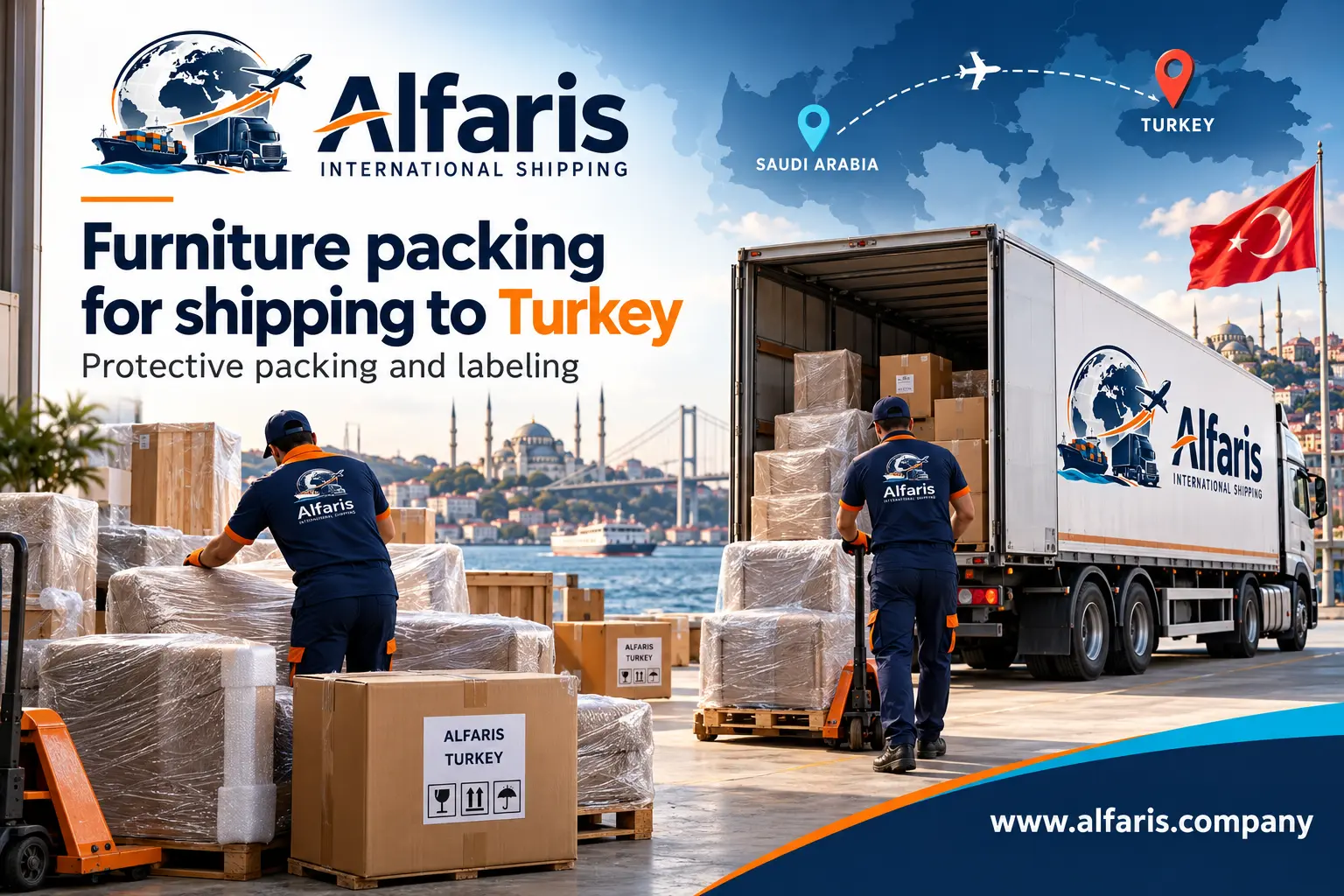 Furniture packaging for shipping to Turkey