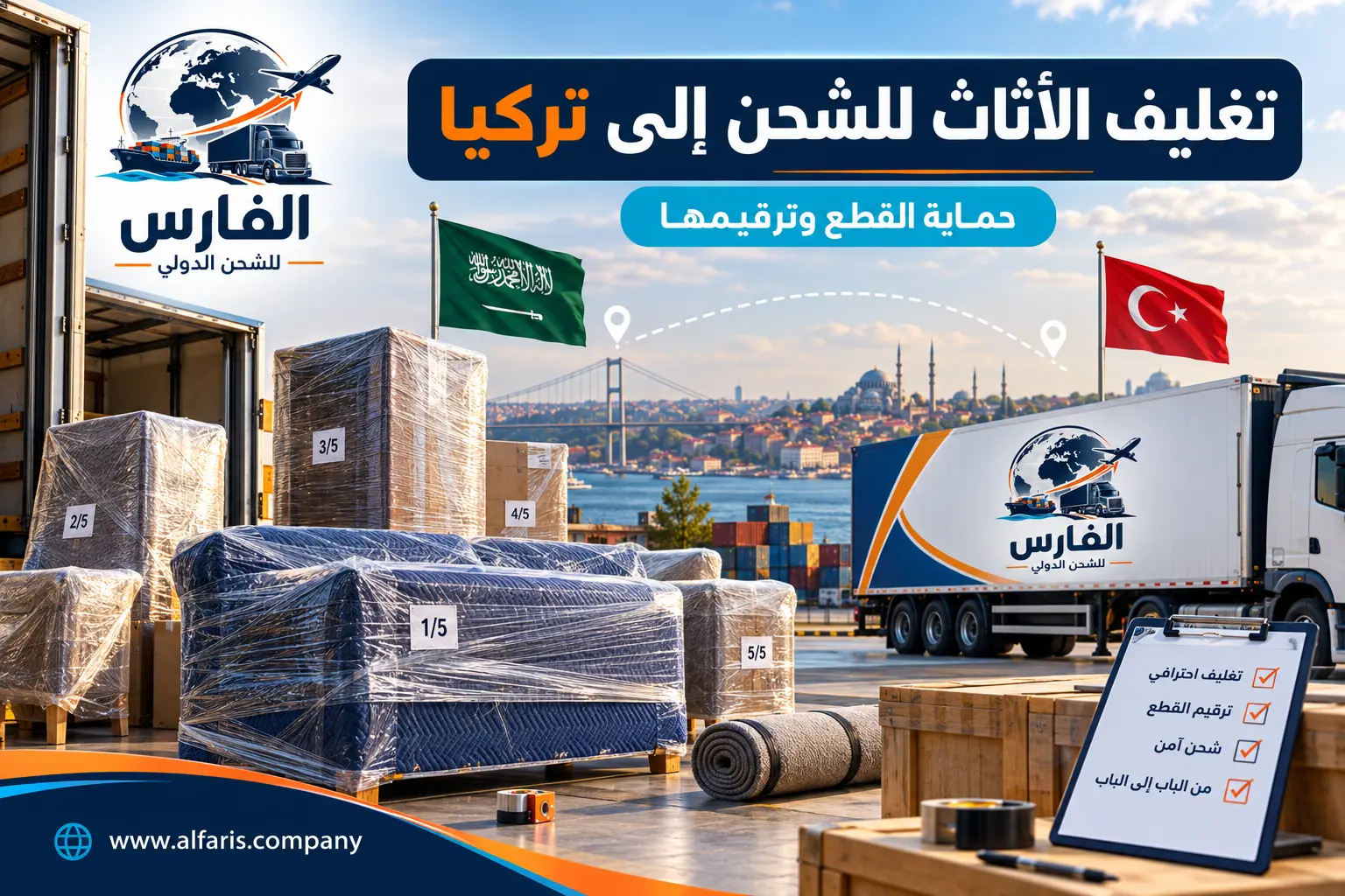 تغليف الأثاث للشحن إلى تركيا