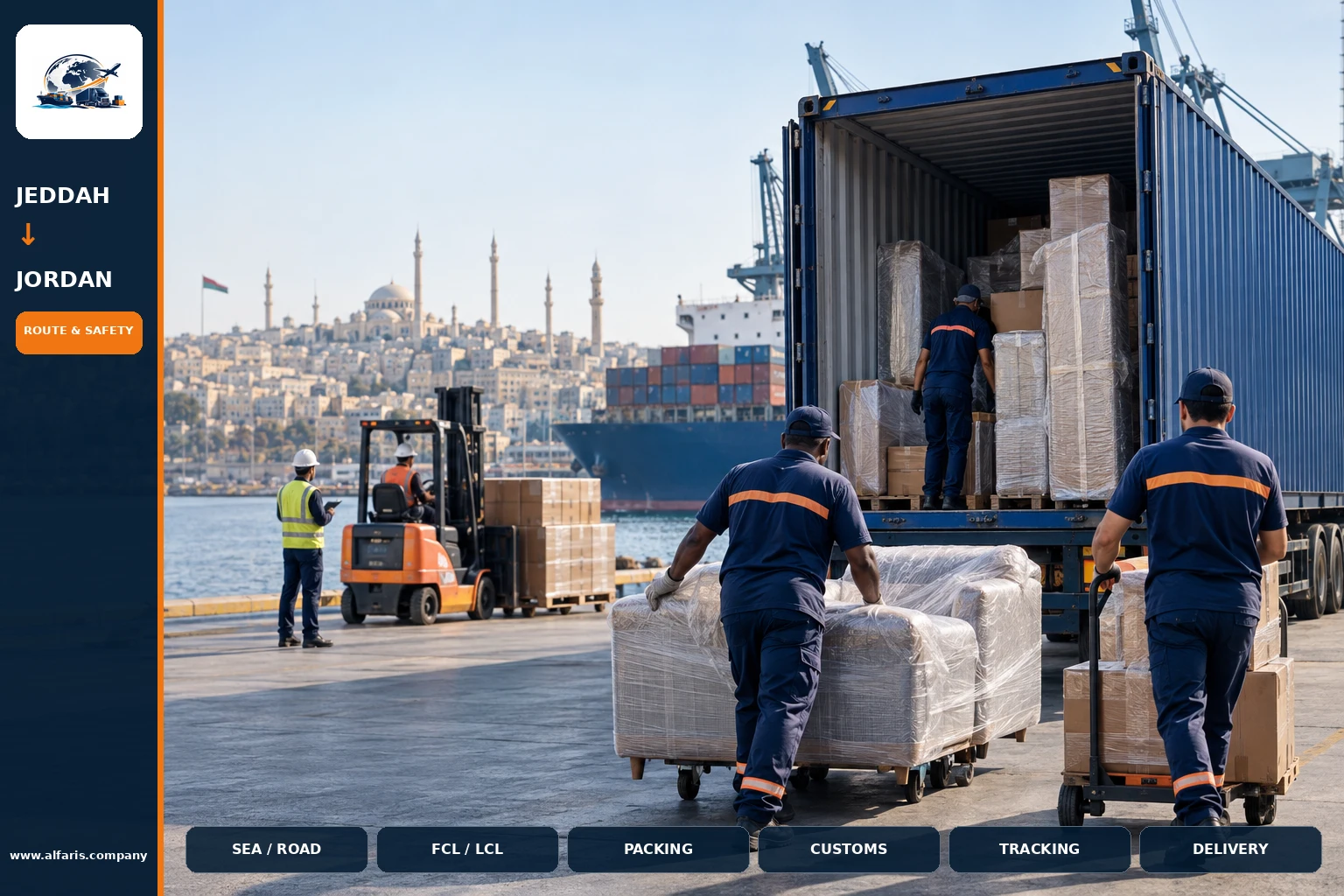 Furniture packaging for shipping to Jordan