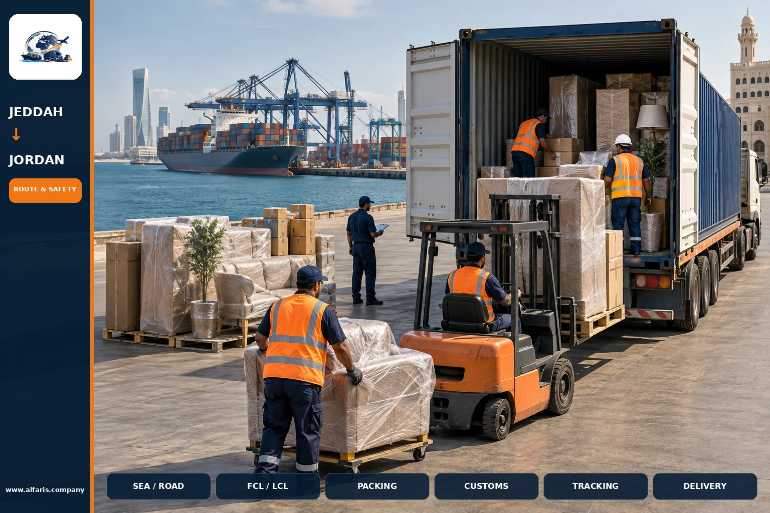 Furniture packaging for shipping to Jordan