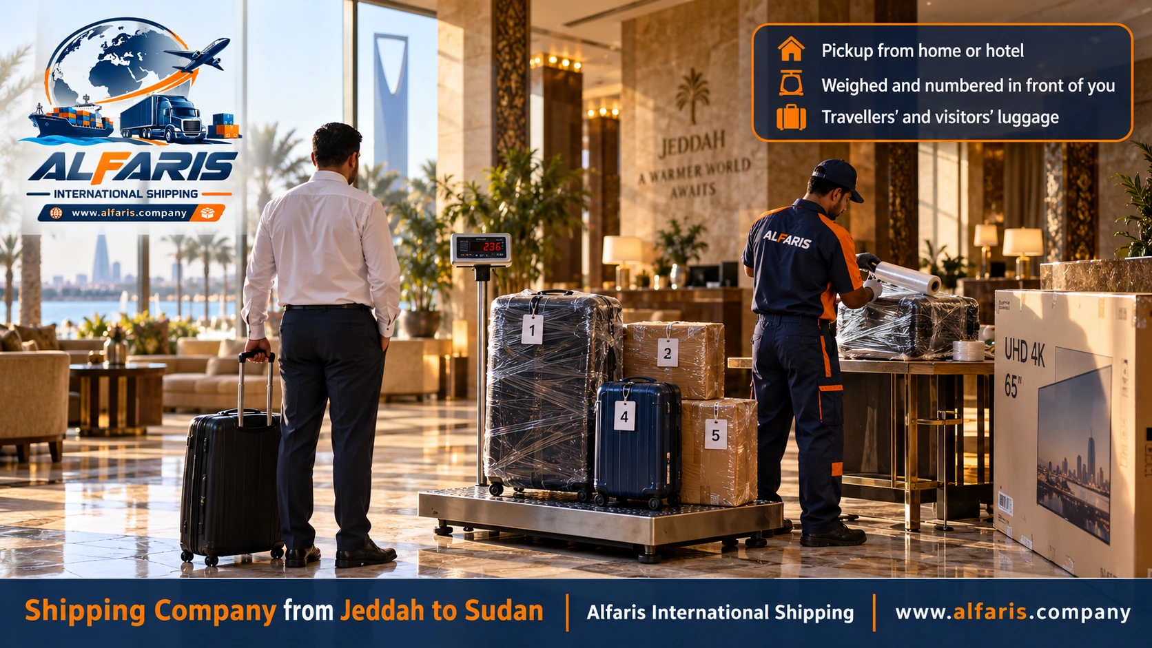 Packing furniture for shipping from Jeddah to Sudan
