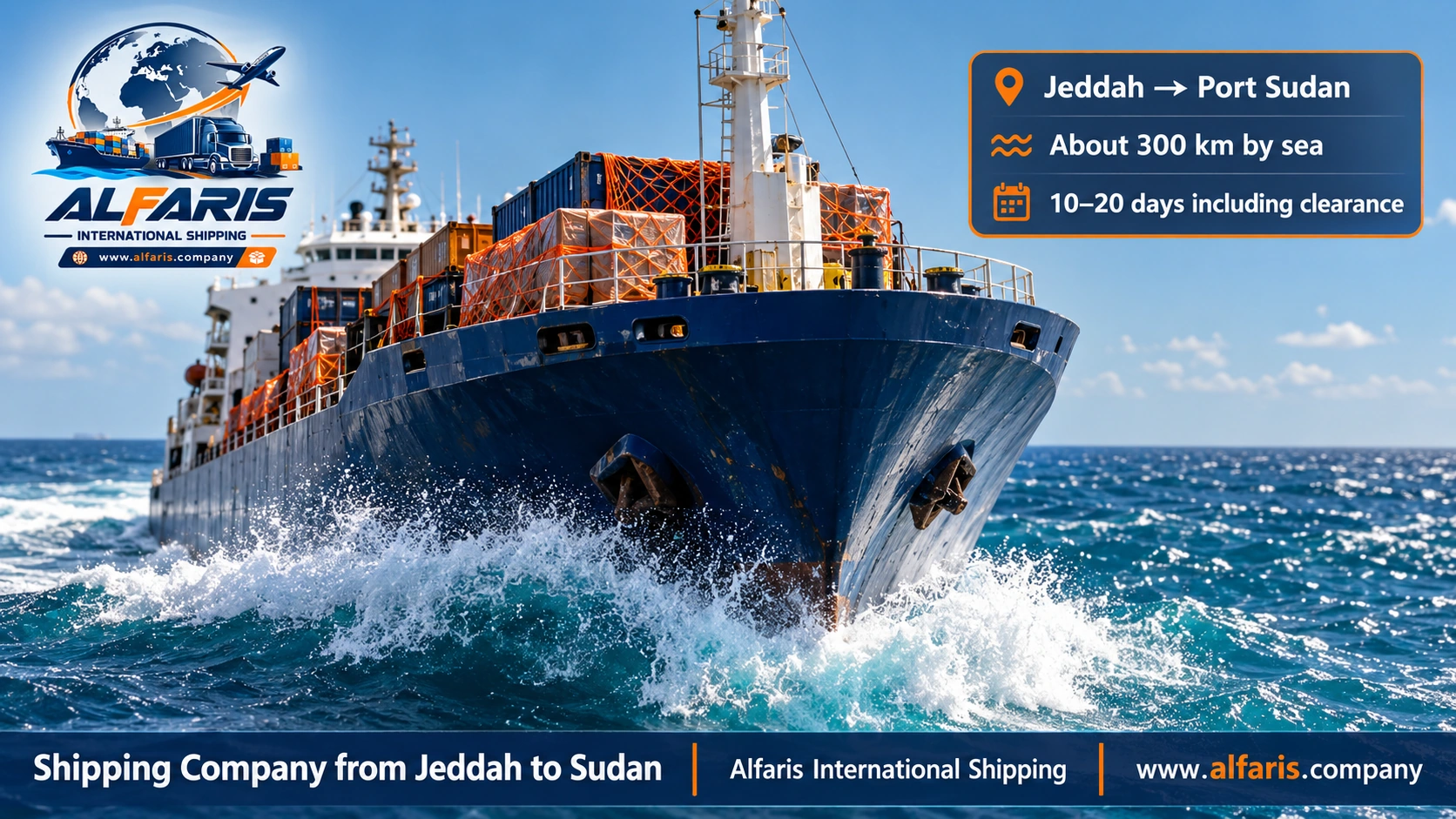 The shipping route from Jeddah to Sudan